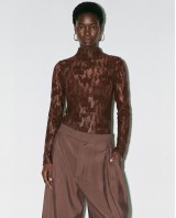 Sheer Lace Blouse - brown