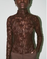 Sheer Lace Blouse - brown