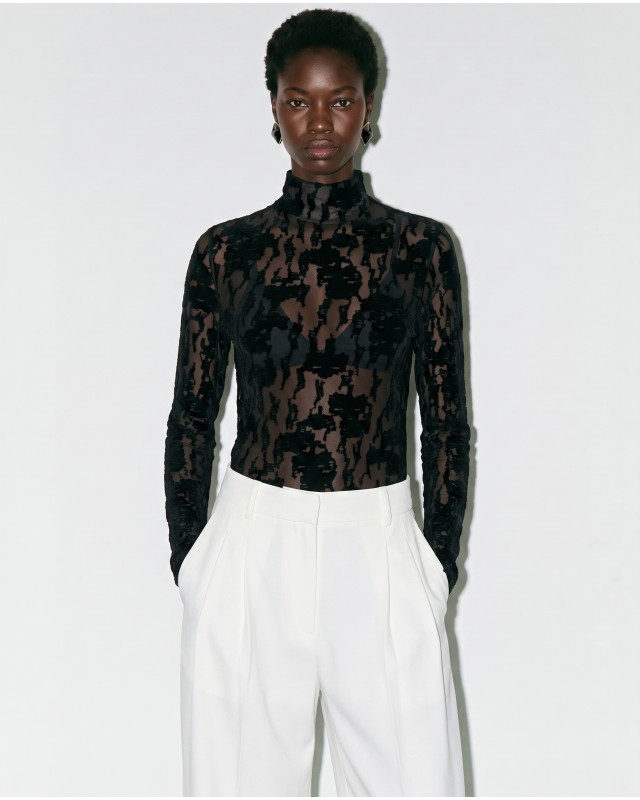 Sheer Lace Blouse - Black