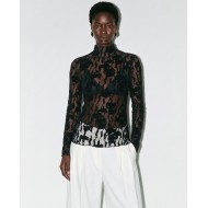 Sheer Lace Blouse - Black