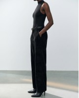 Ψηλόμεση Παντελόνα Wide-Leg με Ζώνη - Μαύρο