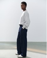 Ψηλόμεση Παντελόνα Wide-Leg με Ζώνη - Navy