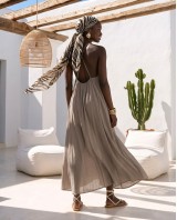 "Sahara" Maxi Φόρεμα με Ελαφρά Ημιδιαφάνεια πούρο