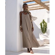 "Sahara" Maxi Φόρεμα με Ελαφρά Ημιδιαφάνεια πούρο