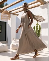"Sahara" Maxi Φόρεμα με Ελαφρά Ημιδιαφάνεια πούρο