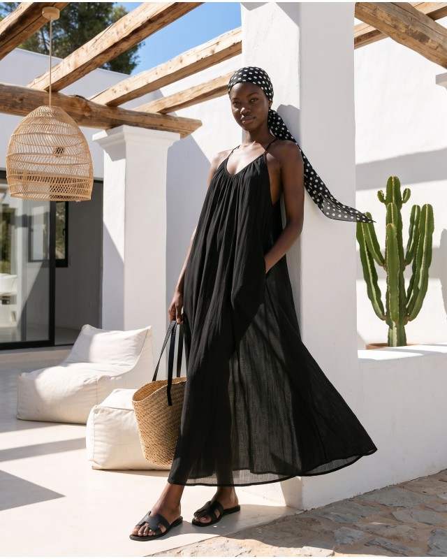 "Sahara" Maxi Φόρεμα με Ελαφρά Ημιδιαφάνεια black 