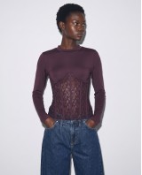 Μπλούζα Corset Style με Δαντέλα plum