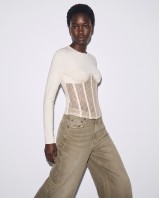 Μπλούζα Corset Style με Δαντέλα vanilla