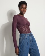 Μπλούζα Corset Style με Δαντέλα plum
