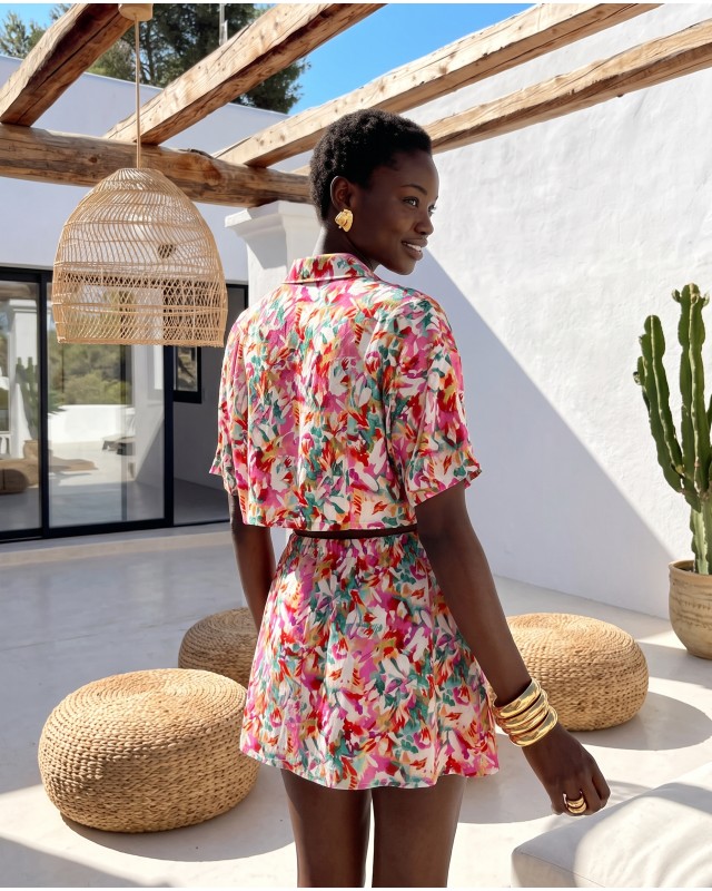 Floral Crop & Skirt Set