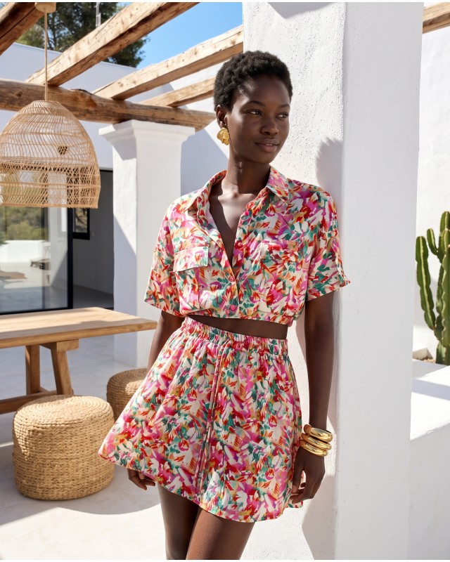 Floral Crop & Skirt Set