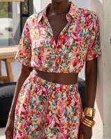 Floral Crop & Skirt Set