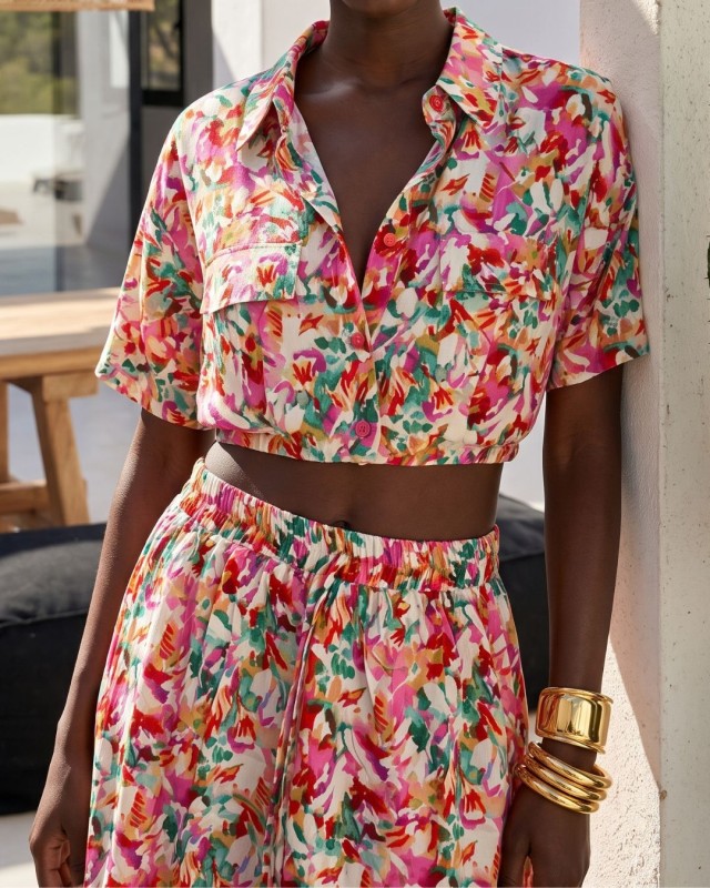Floral Crop & Skirt Set