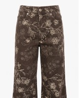 Floral Embroidered Wide Leg Jeans brown