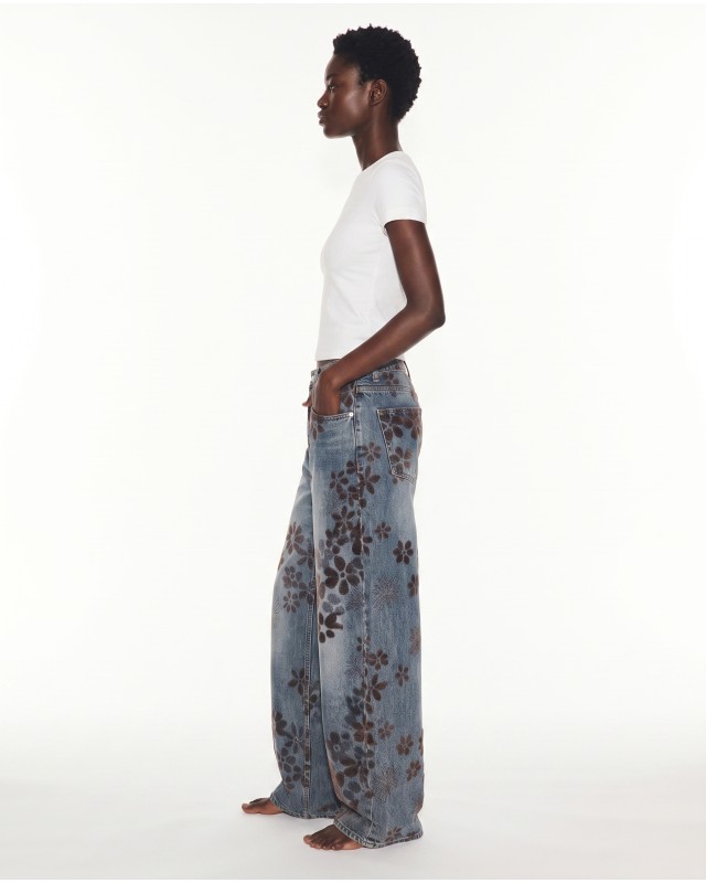 Velvet Flower High-Waist Wide-Leg Jeans