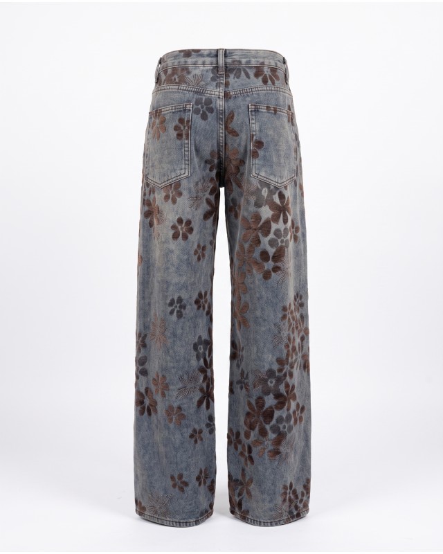Velvet Flower High-Waist Wide-Leg Jeans