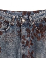Velvet Flower High-Waist Wide-Leg Jeans