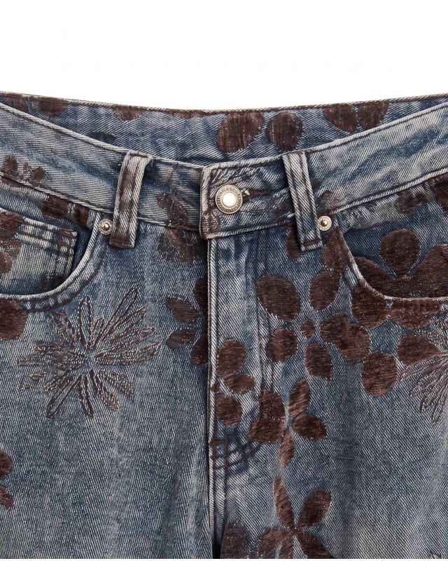Velvet Flower High-Waist Wide-Leg Jeans