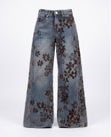 Velvet Flower High-Waist Wide-Leg Jeans