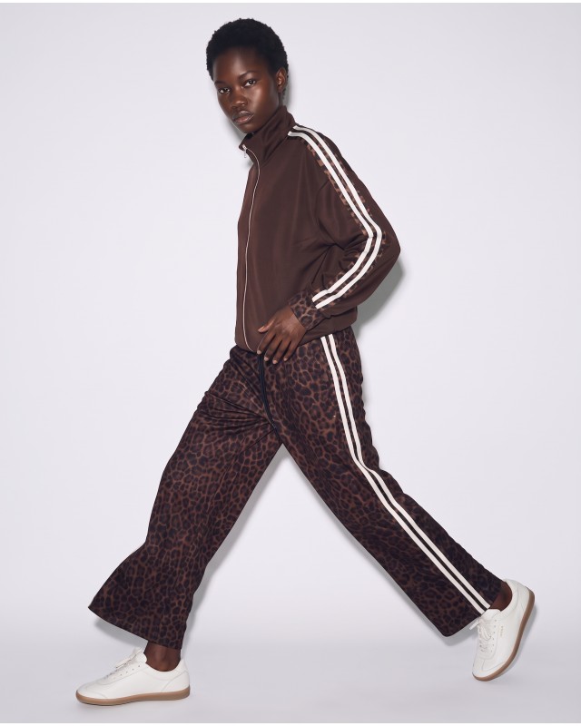 Σετ Animal Print Φόρμα & Ζακέτα με Ρίγες brown