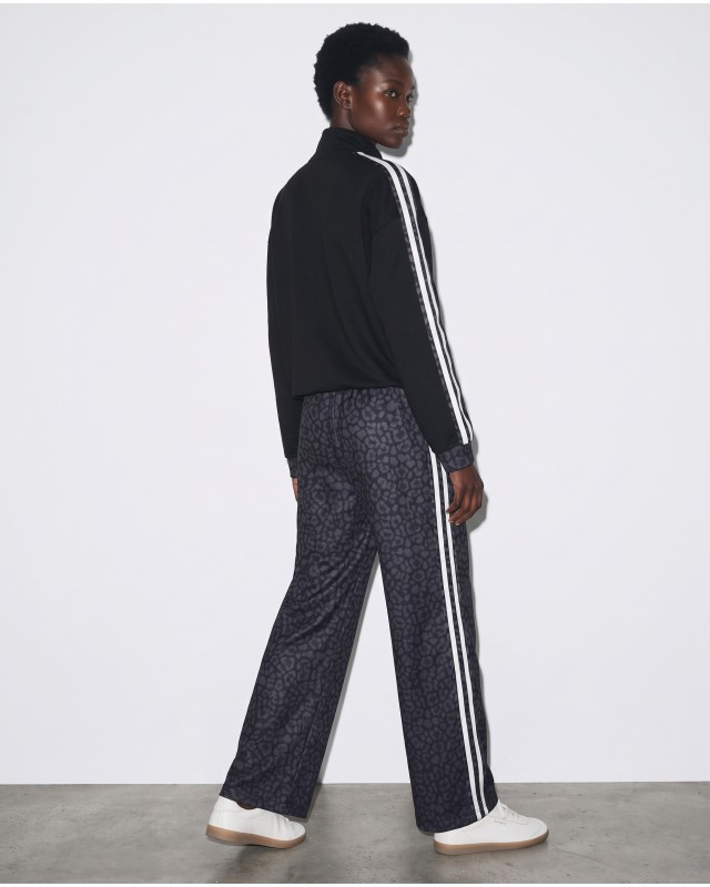Σετ Animal Print Φόρμα & Ζακέτα με Ρίγες black