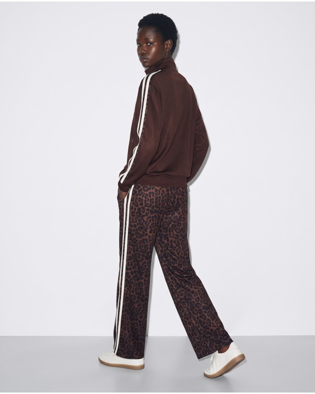 Σετ Animal Print Φόρμα & Ζακέτα με Ρίγες brown
