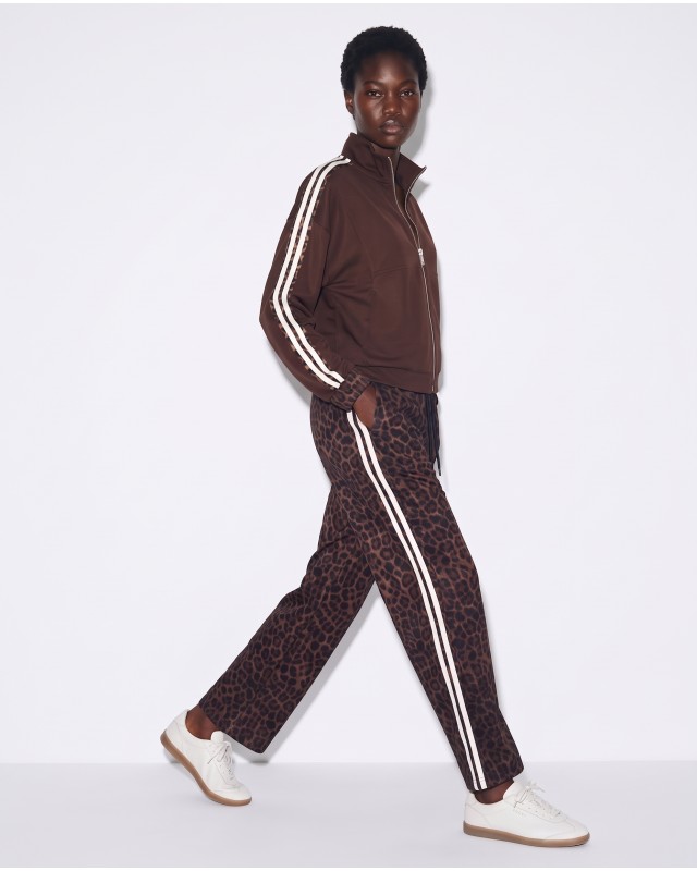 Σετ Animal Print Φόρμα & Ζακέτα με Ρίγες brown