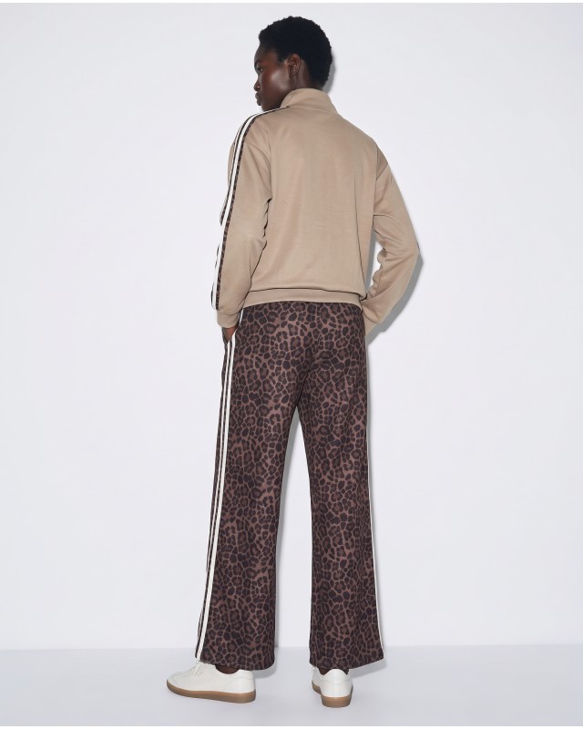 Σετ Animal Print Φόρμα & Ζακέτα με Ρίγες beige