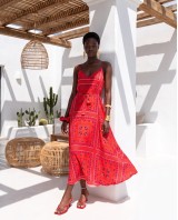 Φόρεμα με αυξομείωση στην τιράντα & σετ scrunchie Red Tiger Print