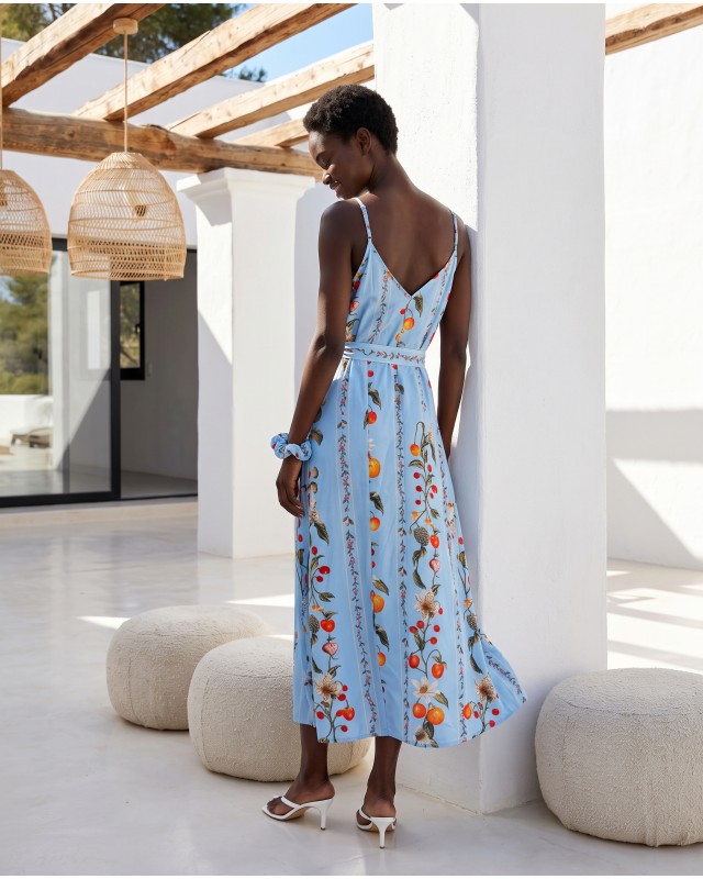 Φόρεμα με αυξομείωση στην τιράντα και σετ Sky Blue Cherry