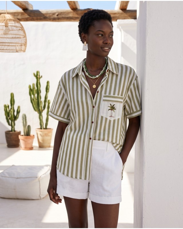 Striped Shirt with Pocket Detail "Palm"