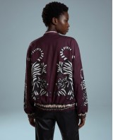 Bomber Jacket με Tiger Print & Φερμουάρ - plum
