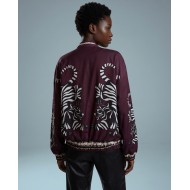 Bomber Jacket με Tiger Print & Φερμουάρ - plum