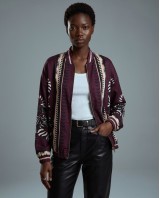 Bomber Jacket με Tiger Print & Φερμουάρ - plum