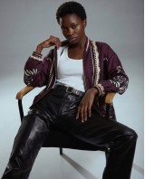 Bomber Jacket με Tiger Print & Φερμουάρ - plum