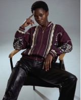 Bomber Jacket με Tiger Print & Φερμουάρ - plum