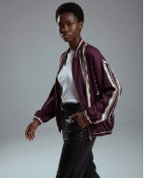 Bomber Jacket με Tiger Print & Φερμουάρ - plum
