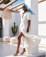 "Aurelia" Belted Lace-Detail Dress white