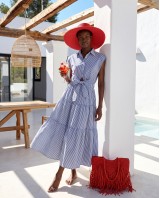 Blue Horizon Ριγέ Shirt Dress με Cut-Out