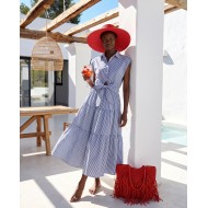 Blue Horizon Ριγέ Shirt Dress με Cut-Out