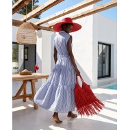 Blue Horizon Ριγέ Shirt Dress με Cut-Out