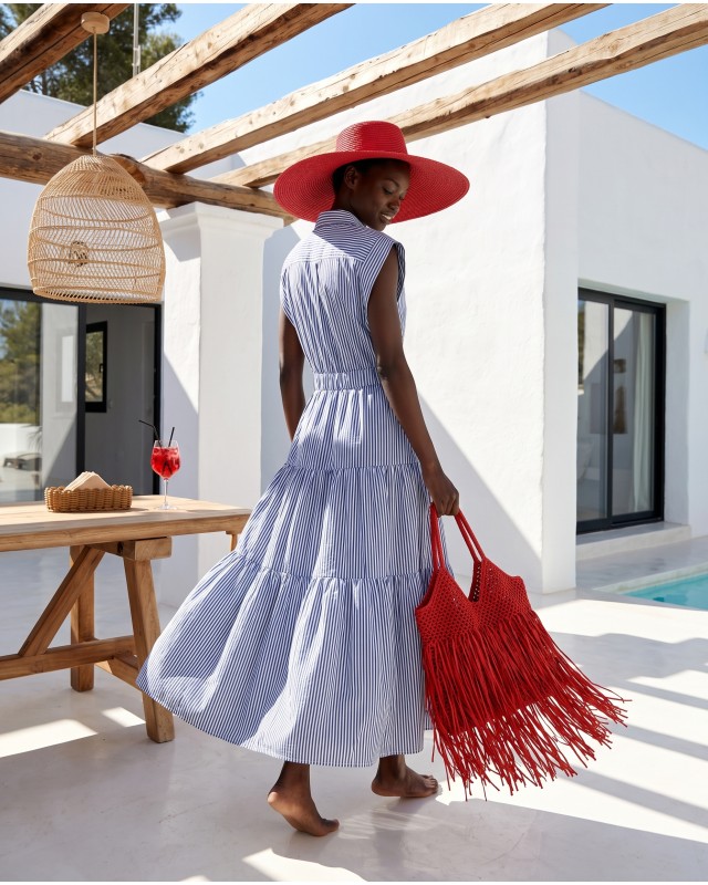 Blue Horizon Ριγέ Shirt Dress με Cut-Out