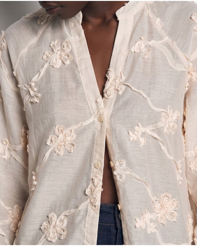 Πουκάμισο με λουλούδια σομόν