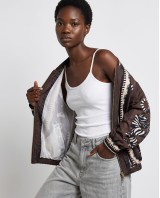 Bomber Jacket με Tiger Print & Φερμουάρ - brown