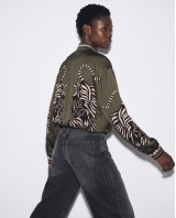 Bomber Jacket με Tiger Print & Φερμουάρ - Χακί