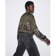 Bomber Jacket με Tiger Print & Φερμουάρ - Χακί