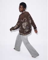 Bomber Jacket με Tiger Print & Φερμουάρ - brown