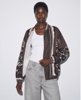Bomber Jacket με Tiger Print & Φερμουάρ - brown