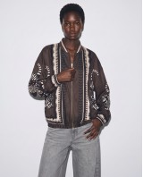 Bomber Jacket με Tiger Print & Φερμουάρ - brown