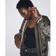 Bomber Jacket με Tiger Print & Φερμουάρ - Χακί